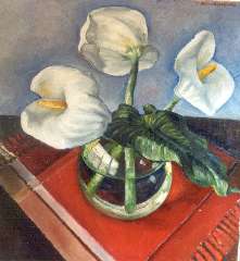 Brandenburg M. - Flamingo flowers, oil on panel 73.3 x 67.3 cm, signed u.r. and dated '35