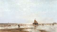 Hoffmann G.J. - Walking along the beach, oil on panel 50.3 x 89 cm, signed l.l. and dated 1873