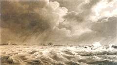 Koekkoek J.H. - The January 14th and 15th floods in Zeeland, 1808, pen and washed ink on paper 22.5 x 38.3 cm
