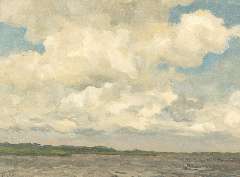 Tholen W.B. - Clouds in the sky, oil on canvas laid down on painters' board 30.3 x 39.9 cm, signed l.l.