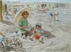 Zoetelief Tromp J. - A day at the beach, oil on canvas 30 x 40 cm, signed l.r. and on the reverse