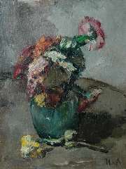 Moret C.S.A. - A flower still life, oil on canvas 40 x 30.4 cm, signed l.r.