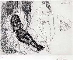 Picasso P. (RUIZ Y) - Deux Femmes, avec Voyeurs, etching 25.5 x 31.8 cm, signed l.r. (in pencil) and dated 13.6.68IV (mirror image)