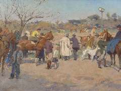 Wolter H.J. - Horseraces, Galopatoio, Borghese Park, oil on canvas 33.7 x 44.6 cm, signed l.r. and painted 1938 - 1940