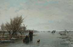 Seben H. van - Dutch winterlandscape, oil on canvas 46,6 x 70,2 cm, signed r.o.