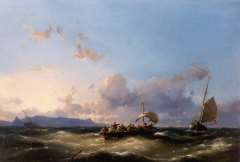 Koekkoek J.H.B. - Sailing vessels off the coast, oil on panel 30 x 43.7 cm, signed l.l. and dated '61