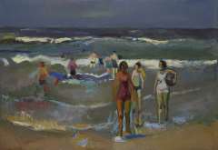 Kuijten H.J. - Figures on a beach, oil on canvas 44.4 x 64.8 cm, signed l.l.