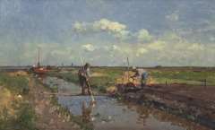 Vreedenbrugh C. - Peat cutters, oil on canvas 47 x 76.3 cm, signed l.l.