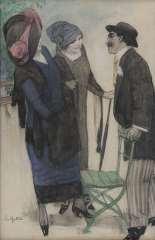 Gestel L. - Conversation in the park, Charcoal and pastel on paper 50.1 x 33.4 cm, signed l.l. and executed ca. 1910