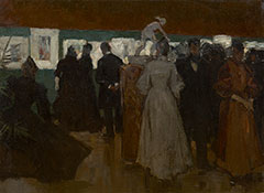 Arntzenius P.F.N.J. - Exhibition in Pulchri, The Hague, oil on canvas laid down on board 45.2 x 59.8 cm, painted ca. 1895