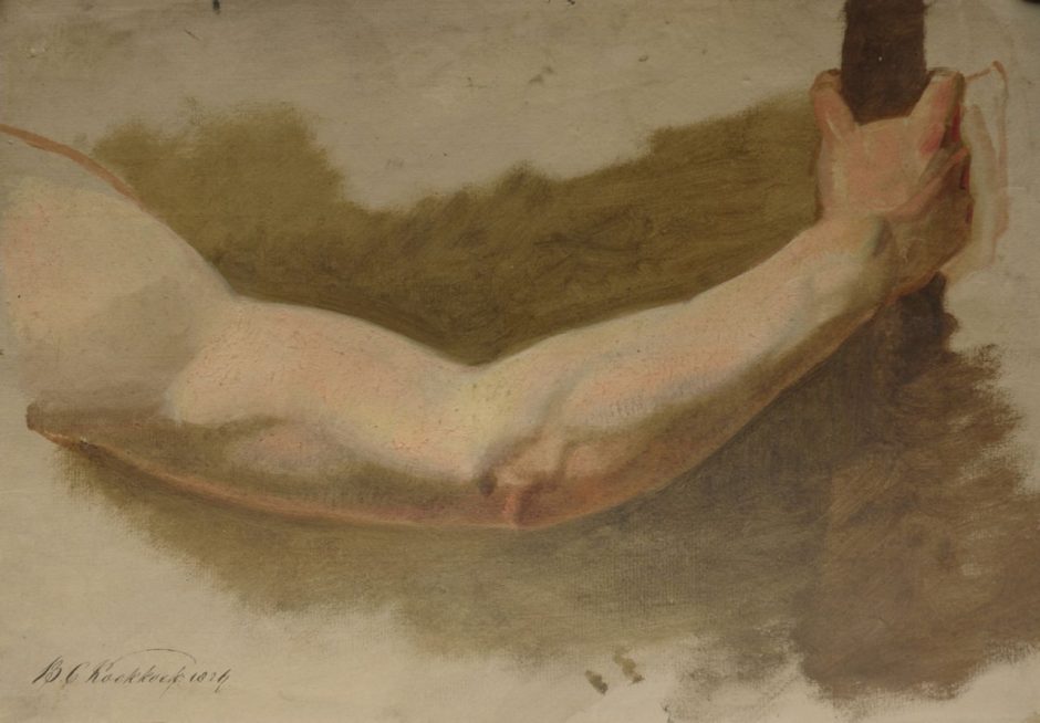 Barend Cornelis Koekkoek - An academy study of a man’s arm, oil on canvas 30.8 x 43.8 cm , signed l.o. and painted ca. 1905