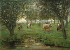 Mondriaan P.C. - Cattle in an orchard, oil on canvas 50.2 x 69.3 cm, signed l.l. and painted 1902-1903