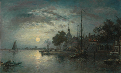 Jongkind J.B. - Clair de Lune, Dordrecht, oil on canvas 40.3 x 65.6 cm cm, signed r.o. and dated 1872