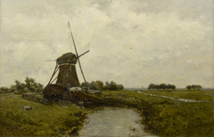 Gabriel P.J.C. - Windmill near Leidschendam, oil on panel 39.4 x 60 cm, signed l.l.