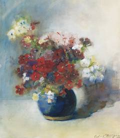 Willigen C.A. van der - Flowers in blue vase, watercolour on paper 42 x 37.5 cm, signed l.r. and dated 1902