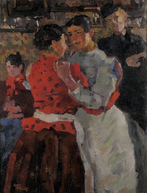 Israels I.L. - In the danshouse, Amsterdam, oil on canvas 97,5 x 74,5 cm, l.l. and painted ca. 1892-1897