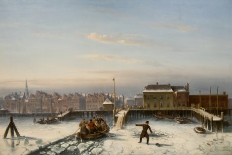 Leickert C.H.J. - The IJ in winter, Amsterdam, oil on canvas 102 x 150 cm , l.r. and dated '70