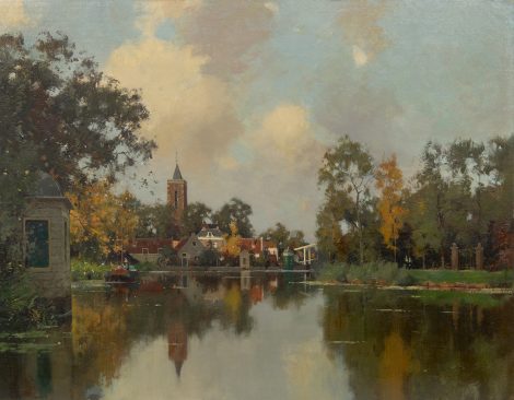 Evert Jan Ligtelijn - A view on Loenen aan de Vecht, oil on canvas 70.5 x 90,3 cm cm , signed l.r. and dated 1939