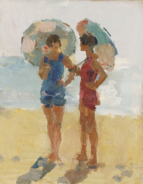 Isaac Israels - At the beach, Viareggio, oil on canvas 50.4 x 40.5 cm, signed l.r. and painted between 1923-1934