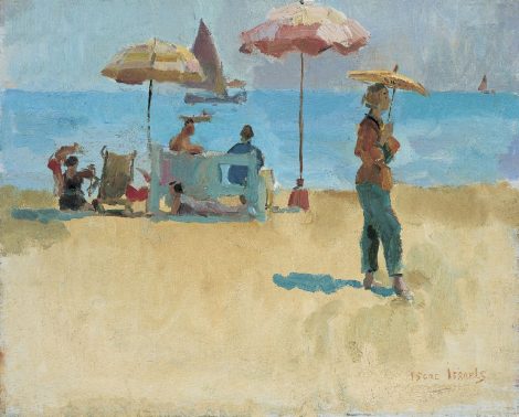 Isaac Israels - Figures on the beach, oil on canvas 40.1 x 50.3 cm, signed l.r.