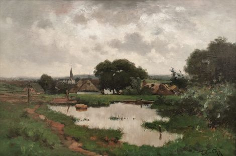 Willem Rip - A view of Groesbeek, oil on canvas 45.0 x 66.0 cm , signed l.r. and dated on the reverse '88