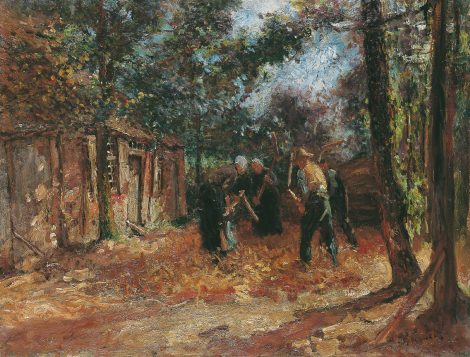 Bernard Blommers - Farmers thrashing, oil on canvas 69.8 x 91.2 cm, signed l.r.