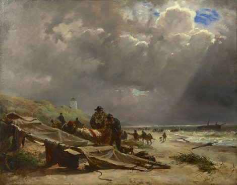 Willem van Deventer - Shipwreck on the beach of Katwijk, oil on paper laid down on painter's board 46.3 x 59.6 cm , signed l.r. and dated '44