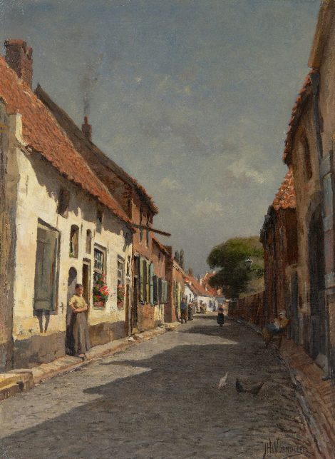 Jan Hillebrand Wijsmuller - Sunny village street, oil on canvas 50.2 x 37.3 cm cm, signed l.r.