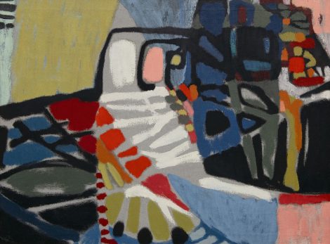 Frieda Hunziker - Composition 54, oil on canvas 74.9 x 99.9 cm, signed on the reverse and executed 1954