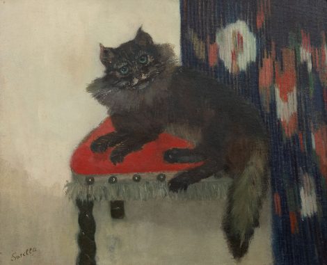 Sorella - Cat Woollha, oil on painter's board 59.2 x 71.2 cm, signed l.l.