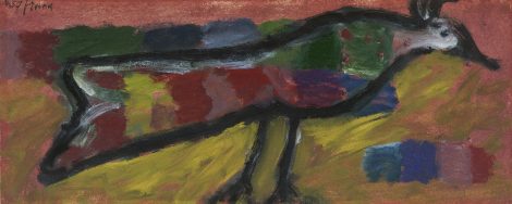 Eugène Brands - Bird, oil on paper 15.0 x 37.0 cm, signed u.l. and dated 4.57