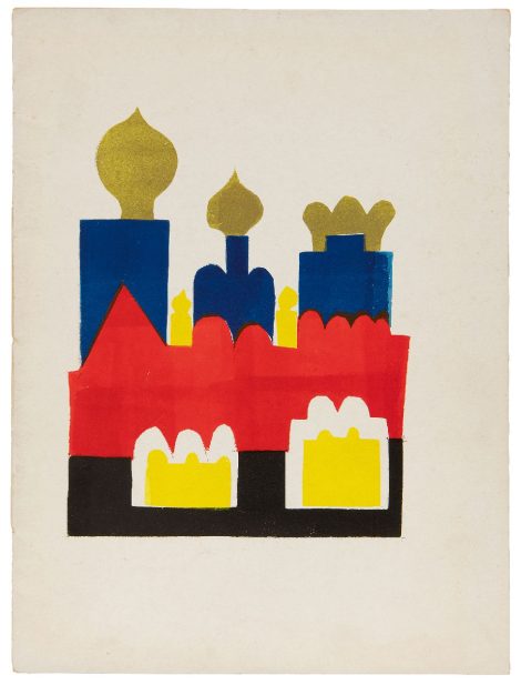 Hendrik Werkman - De Blauwe Schuit: A muscovite Legend, stencil print on paper 29.1 x 21.9 cm, dated august 1941