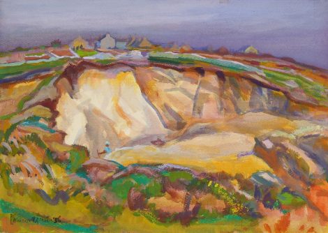 Jannes de Vries - Quarry in Kerné, Brittany, gouache on paper 48.0 x 68.0 cm, signed l.l. and dated '56