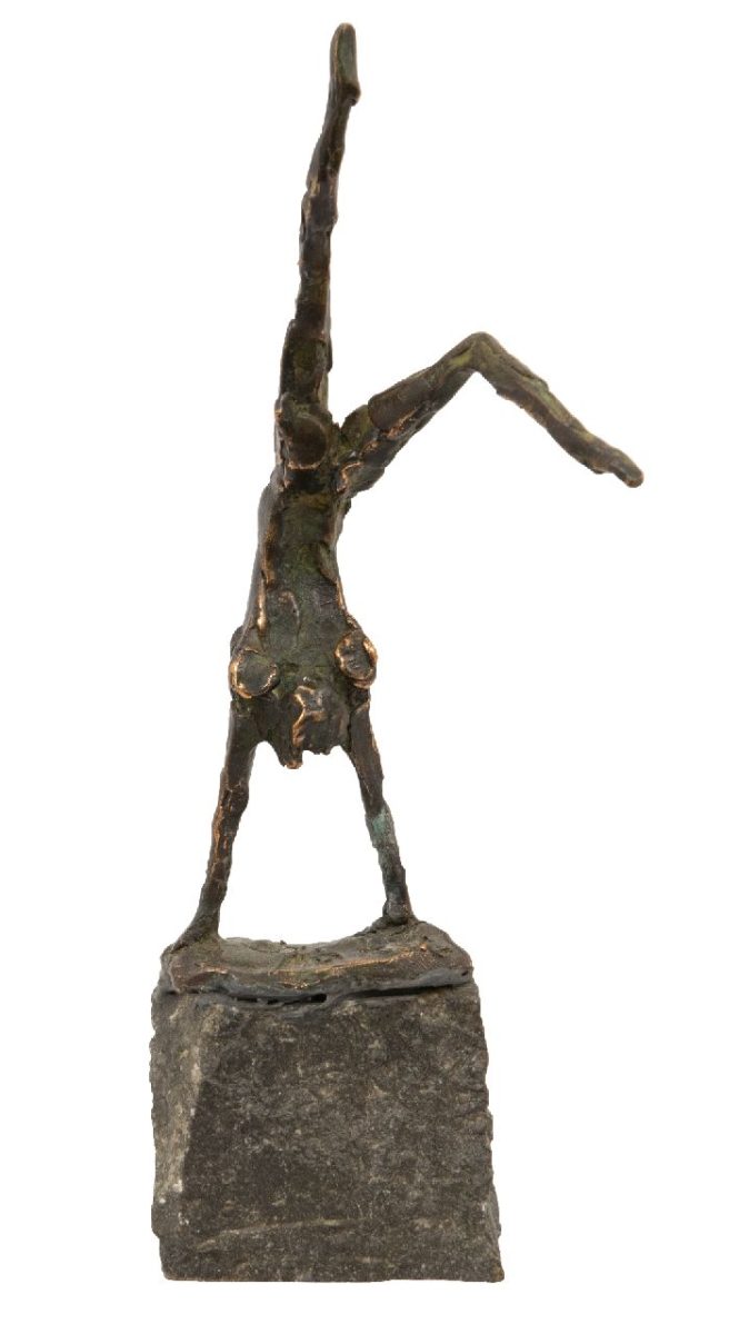 Jits Bakker - Handstand, bronze 21.6 x 6.4 cm, signed on the base